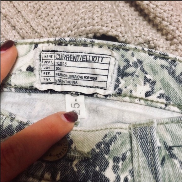CURRENT/ELLIOTT Vintage Safari Cream Tan Printed Low Rise Ankle Skinny Jeans 25 - Picture 6 of 8
